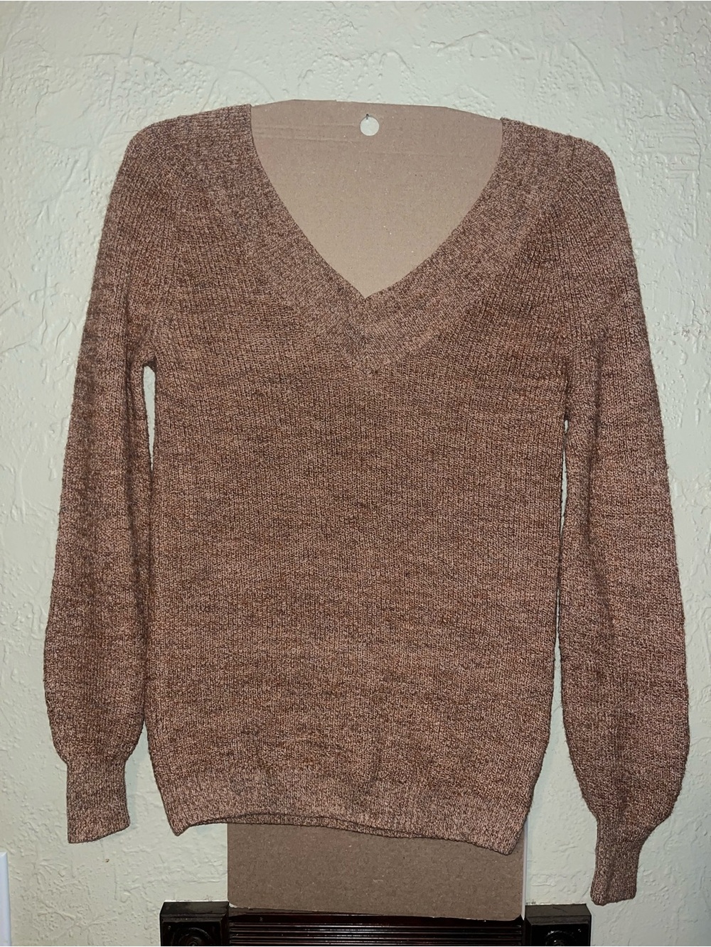 Maurices Women's V-Neck Marled Brown Sweater